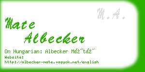 mate albecker business card